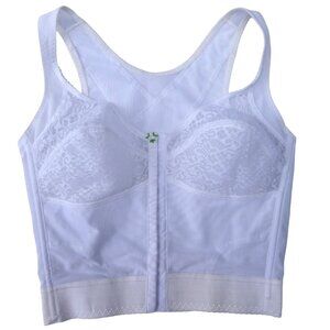 Vintage 60s Gelmart Bra Bustier 36C White Wireless Bullet Lace Front Closure